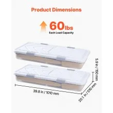 Under Bed Storage with Wheels 39.8x20.1x5.9 Inch Rolling Storage Bags 2 Pack
