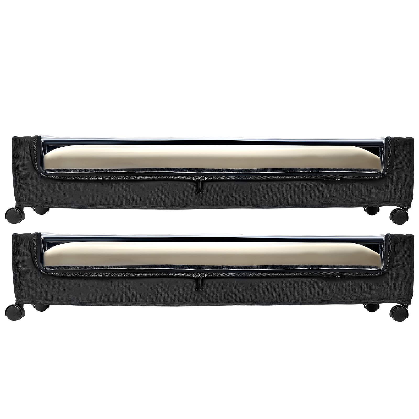 VEVOR Under Bed Storage with Wheels, 770 x 470 x 173 mm, Underbed Containers with Clear Lid, Underbed Shoe Organizer, Rolling Under the Bed Storage Bins for Clothes, Shoes, Blankets, Bedroom, 2 Pack