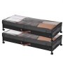 VEVOR Under Bed Storage with Wheels, 915 x 460 x 185 mm, Underbed Containers with Clear Lid, Underbed Shoe Organizer, Rolling Under the Bed Storage Bins for Clothes, Shoes, Blankets, Bedroom, 2 Pack