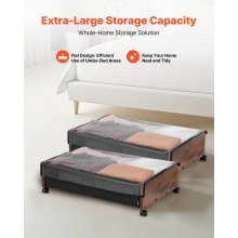Under Bed Storage with Wheels 25.6x18.1x7.1 Inch Rolling Storage Bags 2 Pack