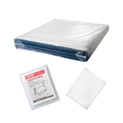 Plastic Mattress Bag 2 PK Bed Cover for Moving and Storage (2 Mil & Queen Size)