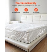 Plastic Mattress Bag 2 PK Bed Cover for Moving and Storage (2 Mil & Queen Size)