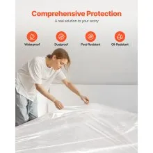Plastic Mattress Bag 2 PK Bed Cover for Moving and Storage (2 Mil & Queen Size)