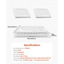 Plastic Mattress Bag 2 PK Bed Cover for Moving and Storage (2 Mil & Queen Size)