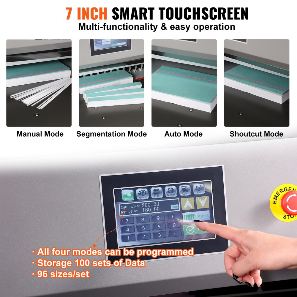 VEVOR Electric Hydraulic Paper Cutter 660.4 mm Cutting Width 80 mm Thickness 177.8 mm Screen