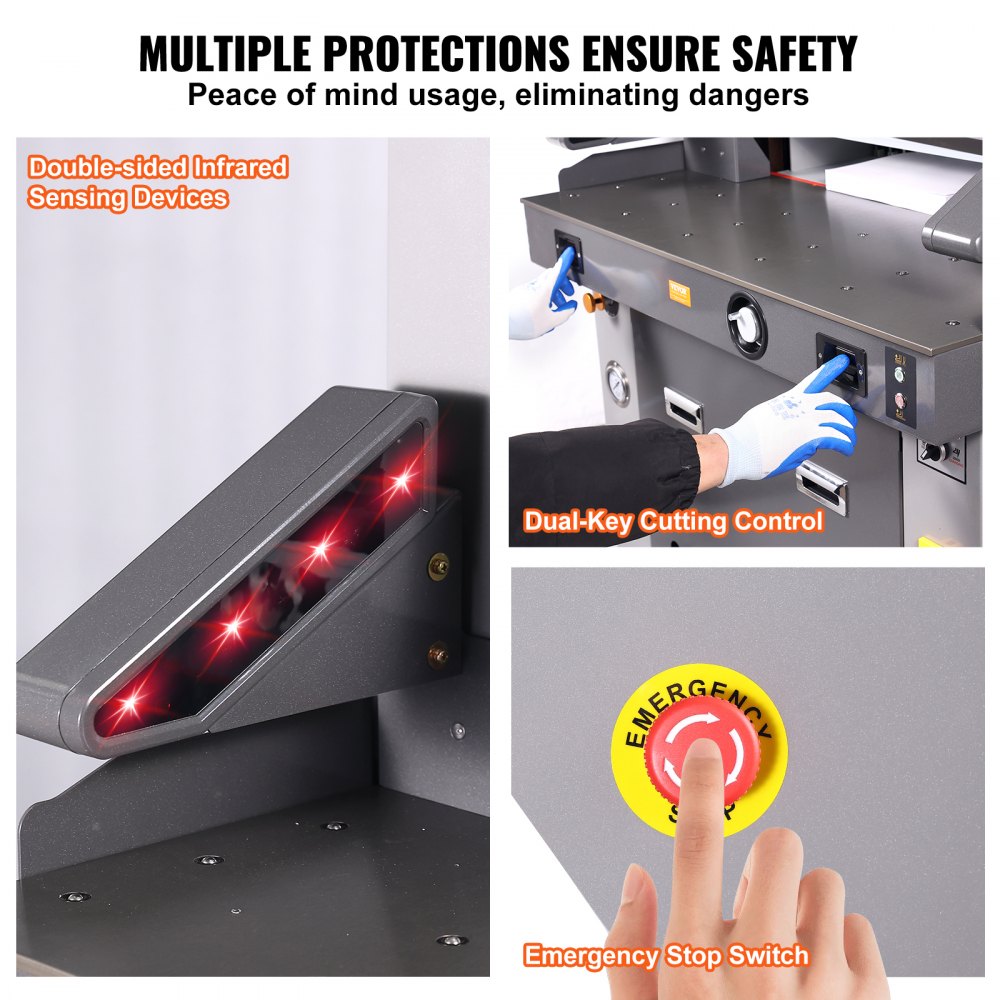 VEVOR Electric Hydraulic Paper Cutter 660.4 mm Cutting Width 80 mm Thickness 177.8 mm Screen