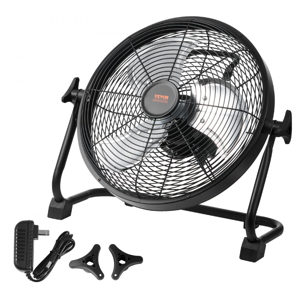 VEVOR Cordless Fan 12 in, Portable Quiet Personal Fan for Home or Office, 360 Degree Manual Pivoting Head, Stepless Speed Regulation High Velocity Cordless Fan, Heavy Duty Metal Industrial Floor Fans