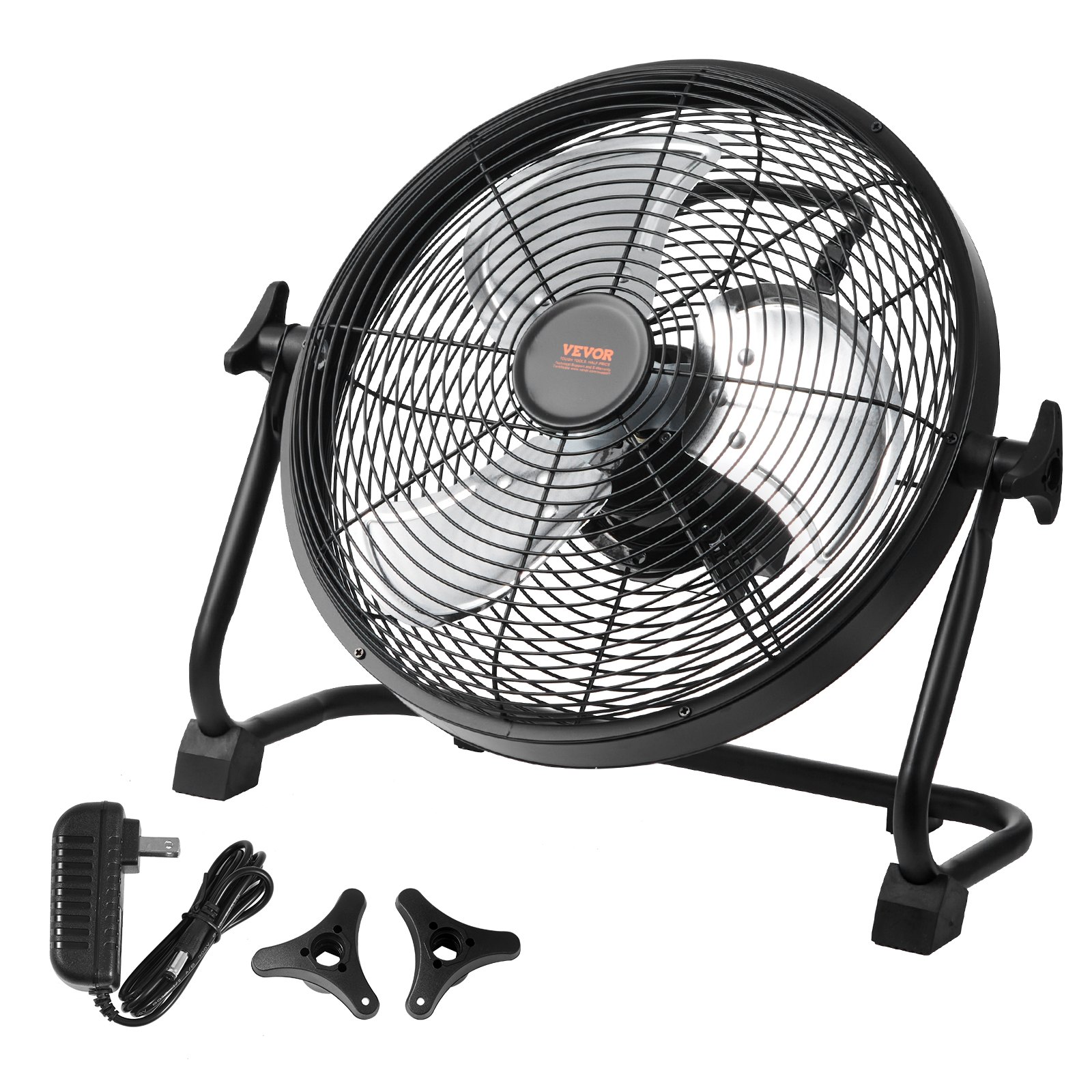 VEVOR Cordless Fan 12 in, Portable Quiet Personal Fan for Home or Office, 360 Degree Manual Pivoting Head, Stepless Speed Regulation High Velocity Cordless Fan, Heavy Duty Metal Industrial Floor Fans
