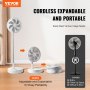 VEVOR 12 Inch Foldable Oscillating Standing Fan with Remote Control, 4 Speed Adjustable Portable Desk Quiet Fan, 7200mah Rechargeable USB Small Fan, Folded Rotating Floor Fan for Bedroom Office Travel