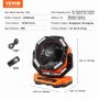Přenosný ventilátor VEVOR 330,2 mm dobíjecí s LED lucernou 4 rychlosti otočného časovače