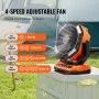 VEVOR Portable Fan Rechargeable 13 inch, Battery Powered Fan with LED Lantern, 4 Speeds Adjustable & 45°/90°Automatic Swivel & Timer , USB Battery Operated Fans for Travel Bedroom Home Camping Office