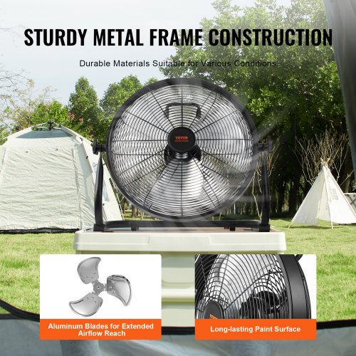 VEVOR Cordless Fan 16 in, Portable Quiet Personal Fan for Home or Office, 360 Degree Manual Pivoting Head, Stepless Speed Regulation High Velocity Cordless Fan, Heavy Duty Metal Industrial Floor Fans