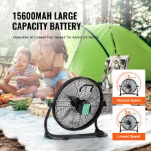 VEVOR Cordless Fan 16 in, Portable Quiet Personal Fan for Home or Office, 360 Degree Manual Pivoting Head, Stepless Speed Regulation High Velocity Cordless Fan, Heavy Duty Metal Industrial Floor Fans