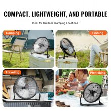 VEVOR Cordless Fan 16 in, Portable Quiet Personal Fan for Home or Office, 360 Degree Manual Pivoting Head, Stepless Speed Regulation High Velocity Cordless Fan, Heavy Duty Metal Industrial Floor Fans