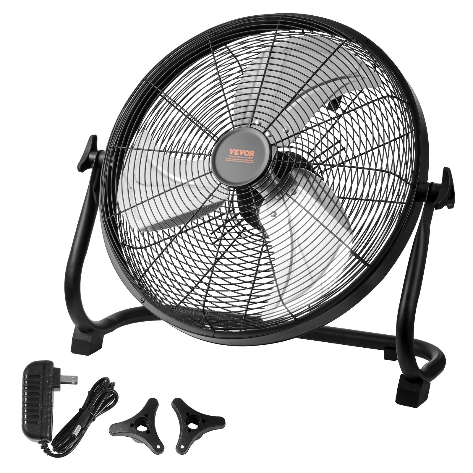 VEVOR Cordless Fan 16 in, Portable Quiet Personal Fan for Home or Office, 360 Degree Manual Pivoting Head, Stepless Speed Regulation High Velocity Cordless Fan, Heavy Duty Metal Industrial Floor Fans