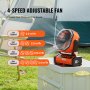 VEVOR 228,6 mm bärbar fläkt Uppladdningsbar med LED-lantern 4-hastighets vridningstimer