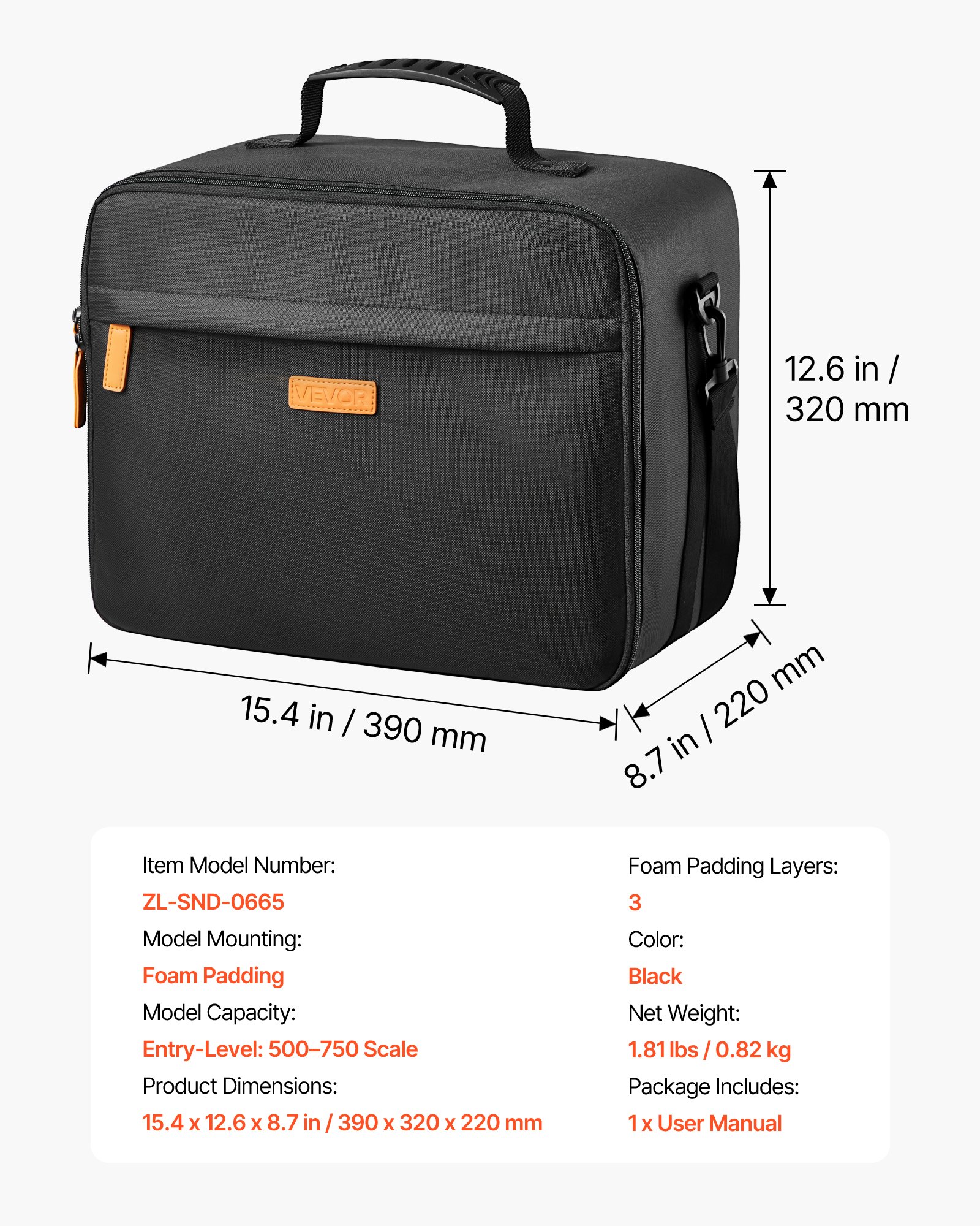 VEVOR Miniature Storage Carrying Figure Bag, Fits for 1:500-1:750 Scale Models, Miniature Transport Bag with Adjustable Shoulder Strap, 3 Foam Layers for Large Storage Capacity (Minis Not Included)