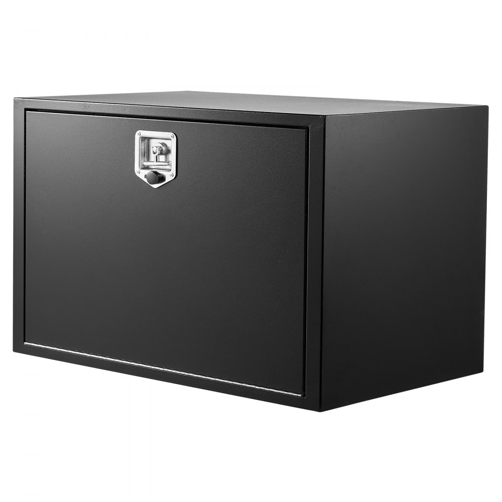 VEVOR Underbody Truck Tool Box, 914 x 609 x 609 mm Heavy Duty Steel Trailer Storage Box with Lock & Keys, Waterproof Trailer Storage Organizer Under Body Chest with T-Handle for Truck, Van, SUV, Black