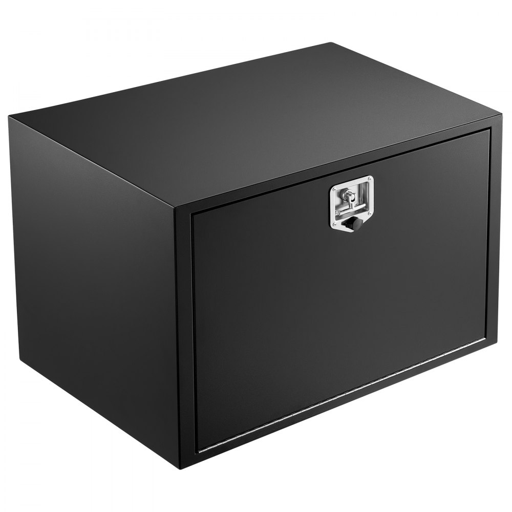 VEVOR Underbody Truck Tool Box, 914 x 609 x 609 mm Heavy Duty Steel Trailer Storage Box with Lock & Keys, Waterproof Trailer Storage Organizer Under Body Chest with T-Handle for Truck, Van, SUV, Black