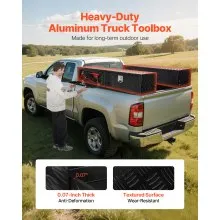 Truck Tool Box Black Aluminum Tread Toolbox 72 x 13 x 16 Inch with Drop Doors