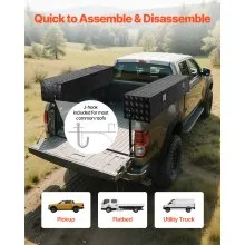 Truck Tool Box Black Aluminum Tread Toolbox 72 x 13 x 16 Inch with Drop Doors