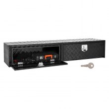 Truck Tool Box Black Aluminum Tread Toolbox 72 x 13 x 16 Inch with Drop Doors