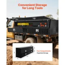 Contractor Truck Tool Box Black Aluminum 72 x 21 x 13 in with Lower Drawers Door