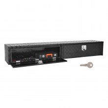 Truck Tool Box Black Aluminum Tread Toolbox 88 x 16 x 13 Inch with Drop Doors