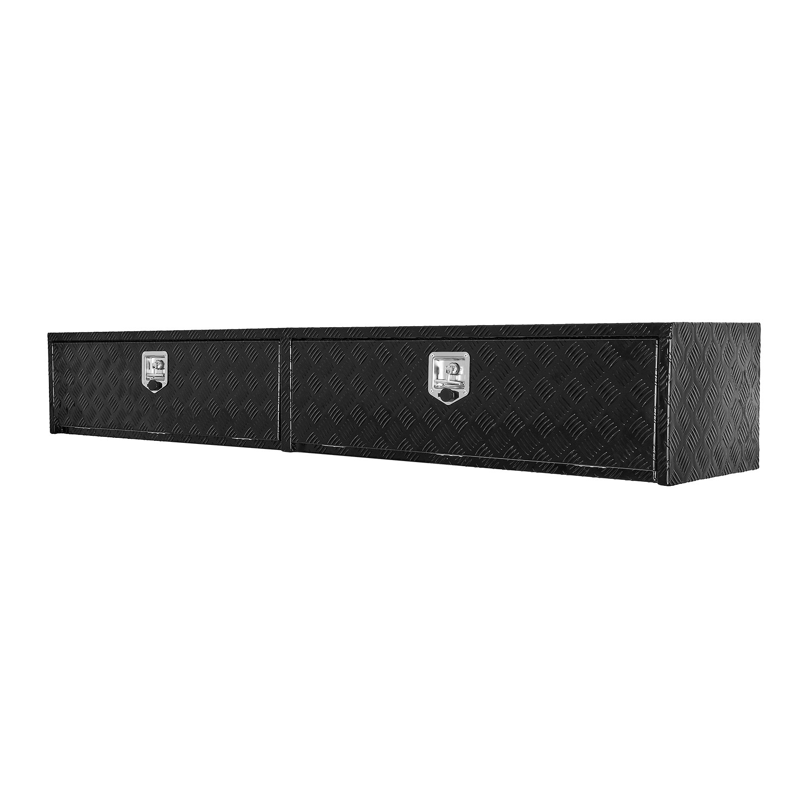 VEVOR Truck Tool Box, 88 x 16 x 13 Inch, Black Aluminum Tread Topsider Toolbox with Dual Drop Doors, Heavy Duty Lockable Storage and Organization Box with Latch, Corrosion-Resistant, for Truck Bed