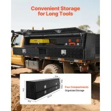 Contractor Truck Tool Box Black Aluminum 81.5 x 21 x 13 in Lower Drawers Door