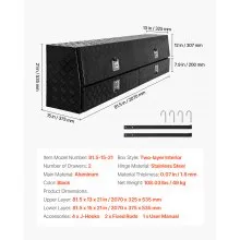 Contractor Truck Tool Box Black Aluminum 81.5 x 21 x 13 in Lower Drawers Door