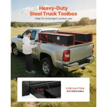 Truck Tool Box Black Carbon Steel Toolbox 72 x 13 x 16 in with Two Drop Doors