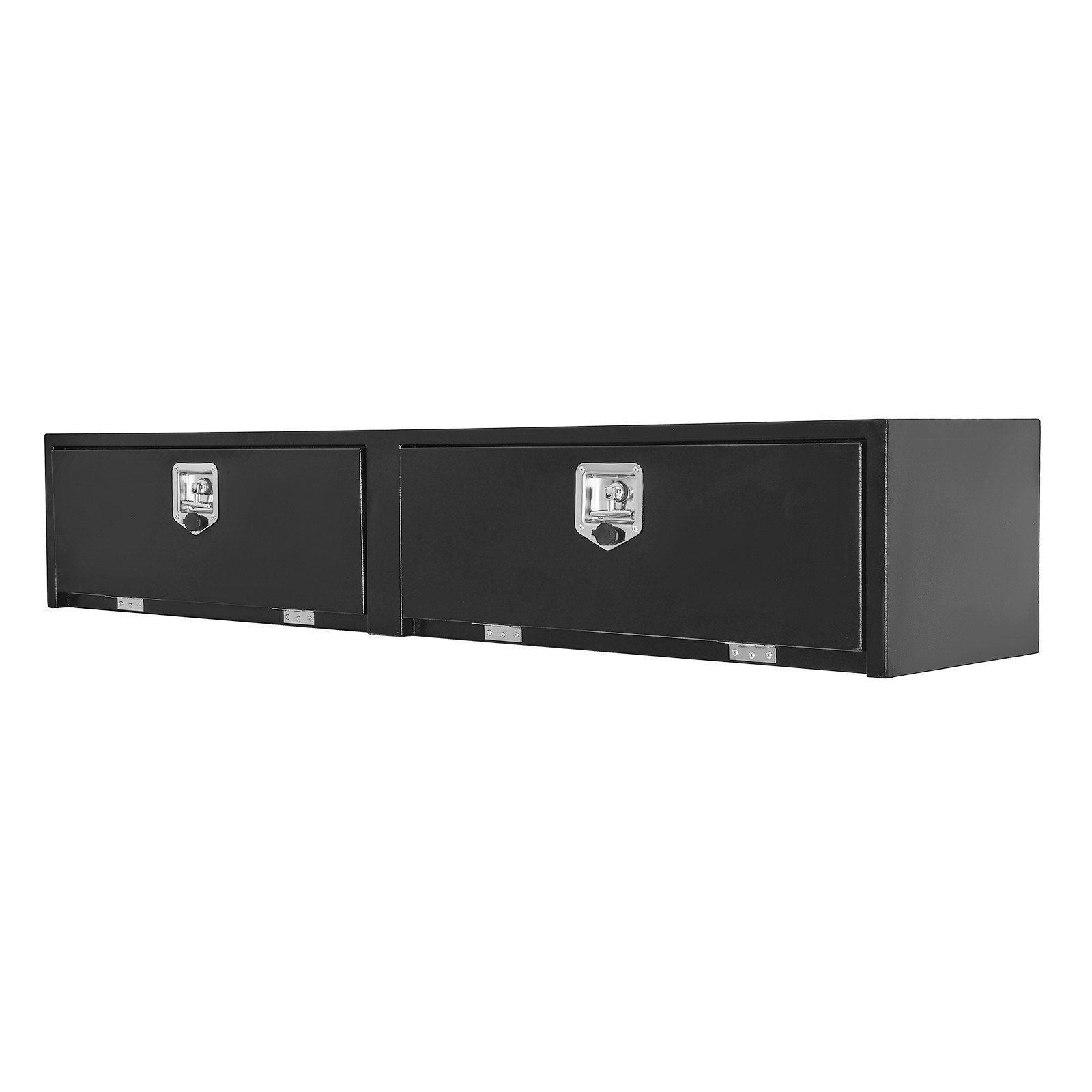 VEVOR Truck Tool Box, 72 x 13 x 16 Inch, Black Carbon Steel Topsider Toolbox with Dual Drop Doors, Heavy Duty Lockable Storage & Organization Box with Latch, Corrosion-Resistant, for Truck Bed Pickup