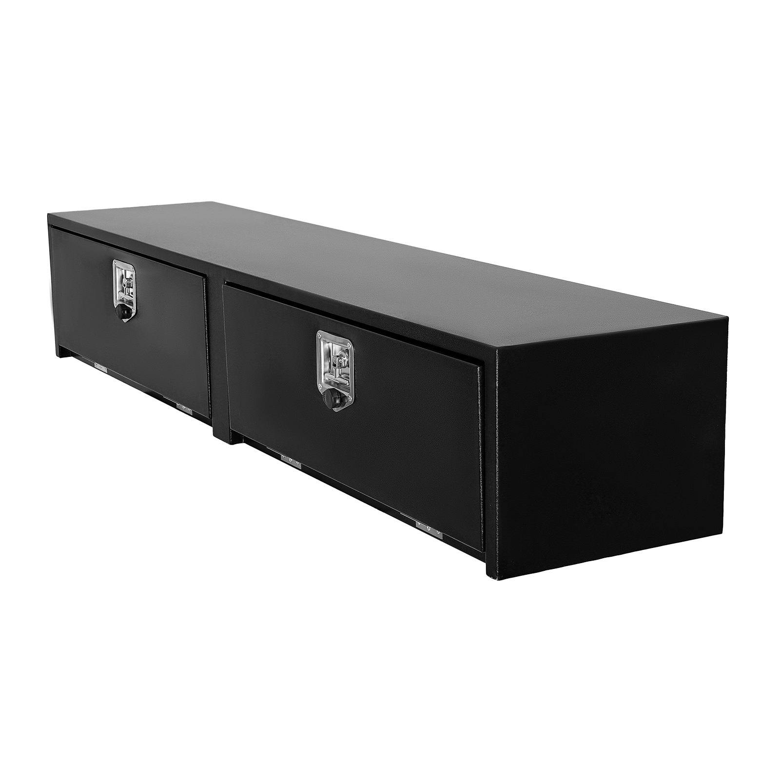 VEVOR Truck Tool Box, 72 x 13 x 16 Inch, Black Carbon Steel Topsider Toolbox with Dual Drop Doors, Heavy Duty Lockable Storage & Organization Box with Latch, Corrosion-Resistant, for Truck Bed Pickup