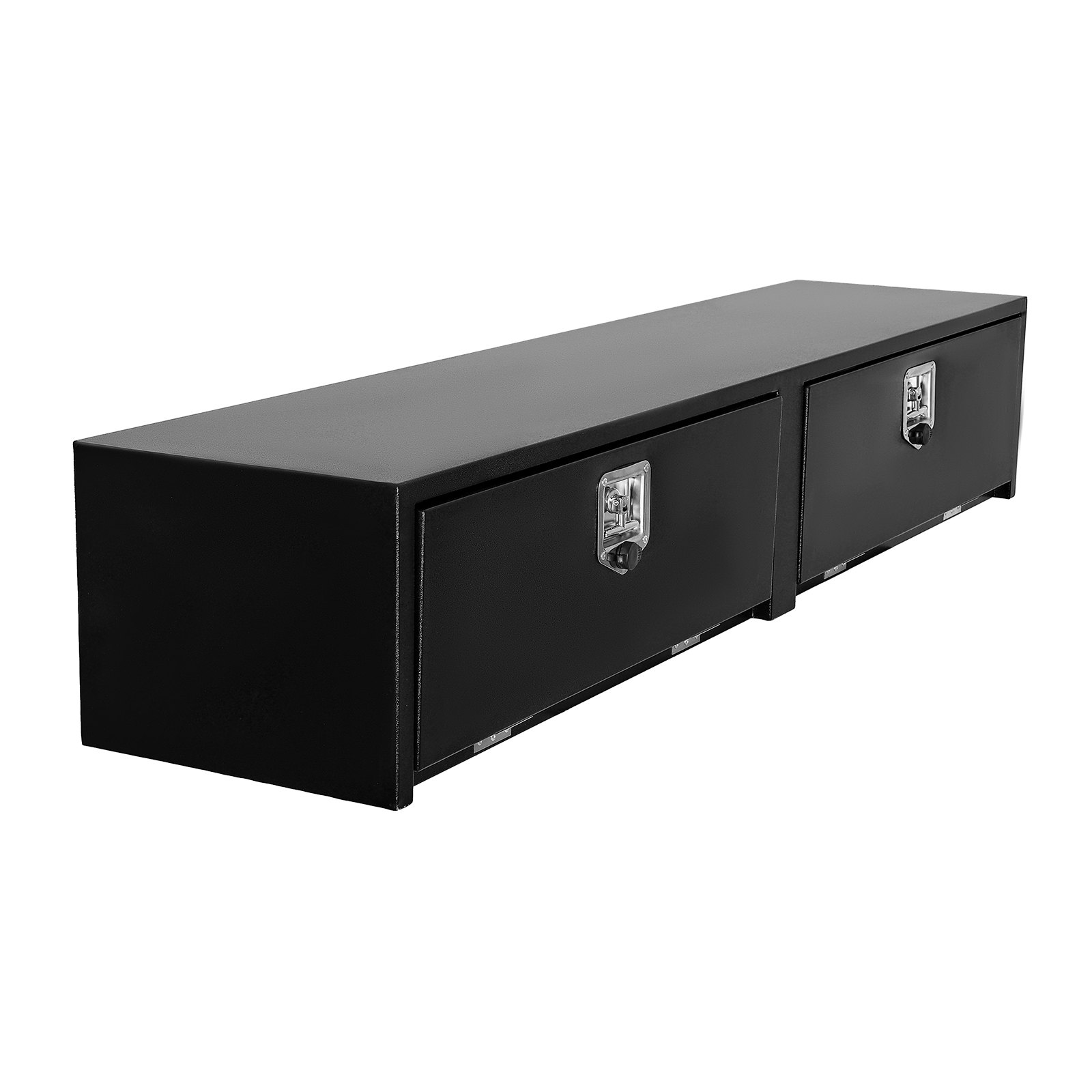 VEVOR Truck Tool Box, 72 x 13 x 16 Inch, Black Carbon Steel Topsider Toolbox with Dual Drop Doors, Heavy Duty Lockable Storage & Organization Box with Latch, Corrosion-Resistant, for Truck Bed Pickup