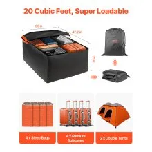 VEVOR Car Rooftop Cargo Carrier Bag, 20 Cubic Feet Roof Cargo Carrier, Heavy Duty 840D PVC 100% Waterproof Car Roof Luggage Bag for All Vehicle with/without Rack- with Lock, Anti-Slip Mat, 6 Door Hook