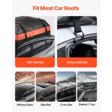 VEVOR Car Rooftop Cargo Carrier Bag, 15 Cubic Feet Car Roof Cargo Carrier, 100% Waterproof Heavy Duty 840D PVC Roof Luggage Bag for All Vehicle with/without Rack- with Lock, Non-Slip Mat, 4 Door Hooks