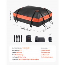 VEVOR Car Rooftop Cargo Carrier Bag 15 Cubic Feet Roof Cargo Carrier 840D PVC