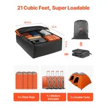 VEVOR Car Rooftop Cargo Carrier Bag, 21 Cubic Feet Car Roof Cargo Carrier, 100% Waterproof Heavy Duty 840D PVC Roof Luggage Bag for All Vehicle with/without Rack- with Lock, Non-Slip Mat, 6 Door Hooks