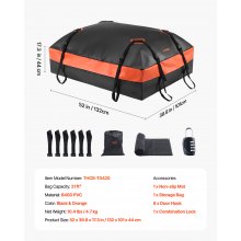 VEVOR Car Rooftop Cargo Carrier Bag 21 Cubic Feet Roof Cargo Carrier 840D PVC