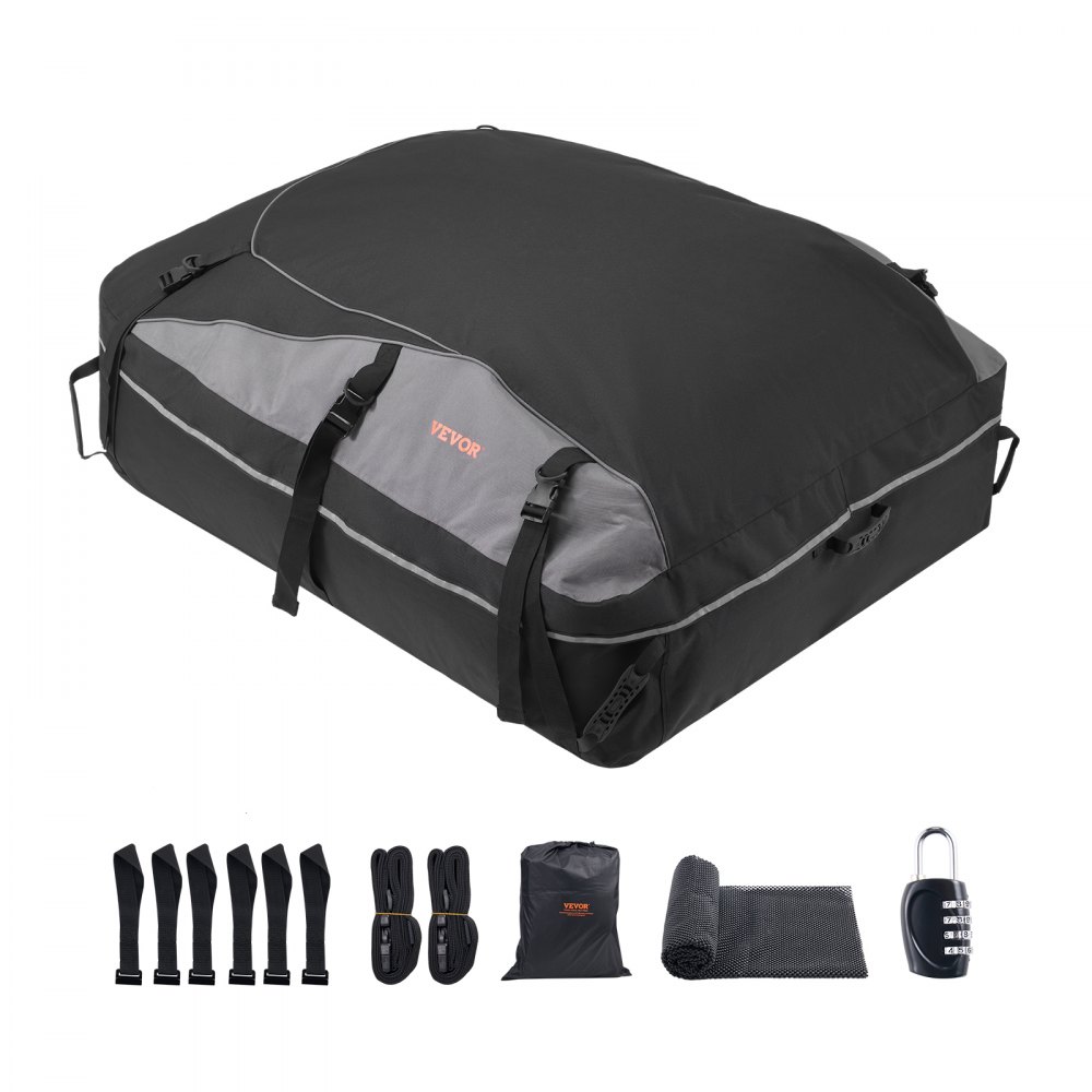 VEVOR Car Rooftop Cargo Carrier Bag, 21 Cubic Feet Cargo Carrier for Car Roof, 100% Waterproof 900D Oxford Cloth Roof Luggage Bag for All Vehicle with/without Rack- with Lock, Non-Slip Mat, Door Hooks