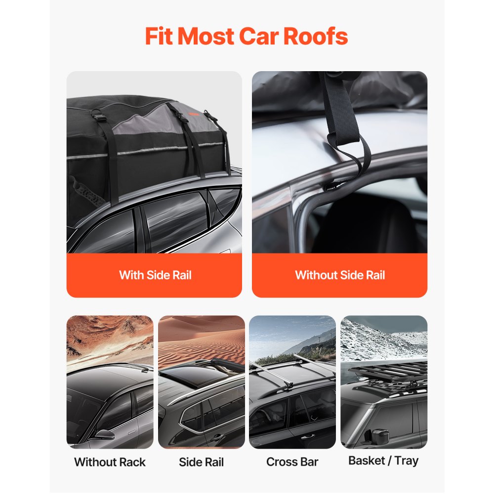 VEVOR Car Rooftop Cargo Carrier Bag, 21 Cubic Feet Cargo Carrier for Car Roof, 100% Waterproof 900D Oxford Cloth Roof Luggage Bag for All Vehicle with/without Rack- with Lock, Non-Slip Mat, Door Hooks