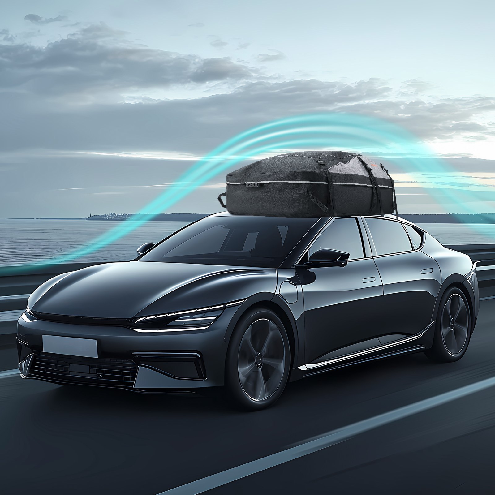 VEVOR Car Rooftop Cargo Carrier Bag, 21 Cubic Feet Cargo Carrier for Car Roof, 100% Waterproof 900D Oxford Cloth Roof Luggage Bag for All Vehicle with/without Rack- with Lock, Non-Slip Mat, Door Hooks