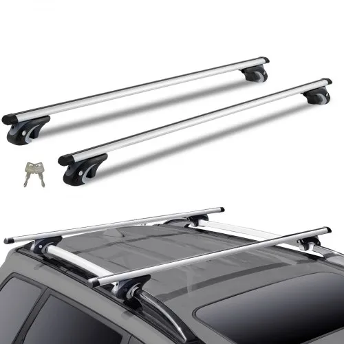 VEVOR Universal Roof Rack Cross Bars, 137.2cm Aluminum Roof Rack Crossbars, Fit Existing Raised Side Rail with Gap, 90.7kg Load Capacity, Adjustable Crossbars with Locks, for SUVs, Sedans, and Vans
