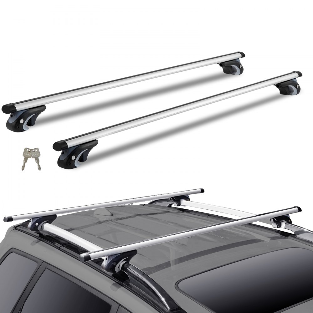 47” Pro Aluminum Universal Roof Rack Cross Bars with keyed Locks Fully  Assembled, Fit Raised Side Rails-Black