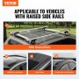 VEVOR Universal Roof Rack Cross Bars, 54" Aluminum Roof Rack Crossbars, Fit Existing Raised Side Rail with Gap, 200 lbs Load Capacity, Adjustable Crossbars with Locks, for SUVs, Sedans, and Vans