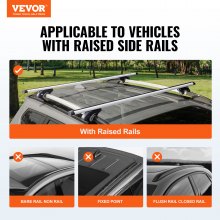 VEVOR Universal Roof Rack Cross Bars, 54" ράβδοι ράβδου οροφής αλουμινίου, προσαρμοσμένη υπάρχουσα υπερυψωμένη πλαϊνή ράγα με διάκενο, χωρητικότητα 200 lbs, ρυθμιζόμενες ράβδοι με κλειδαριές, για SUV, Sedan και Van