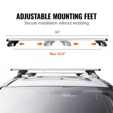 VEVOR Universal Roof Rack Cross Bars, 54" Aluminum Roof Rack Crossbars, Fit Existing Raised Side Rail with Gap, 200 lbs Load Capacity, Adjustable Crossbars with Locks, for SUVs, Sedans, and Vans