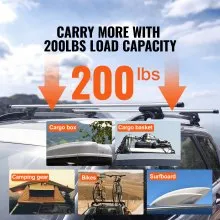 VEVOR Universal Roof Rack Cross Bars, 54" Aluminum Roof Rack Crossbars, Fit Existing Raised Side Rail with Gap, 200 lbs Load Capacity, Adjustable Crossbars with Locks, for SUVs, Sedans, and Vans