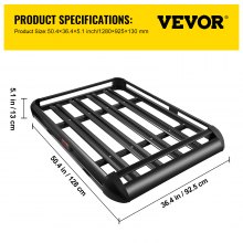 VEVOR Black Aluminium Roof Rack Basket Tray Luggage Cargo Carrier with Bars XL-B